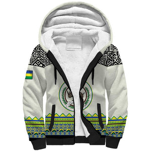 Personalized Sudan Sherpa Hoodie Coat Of Arms 1956-1970 With African Pattern - African Pride