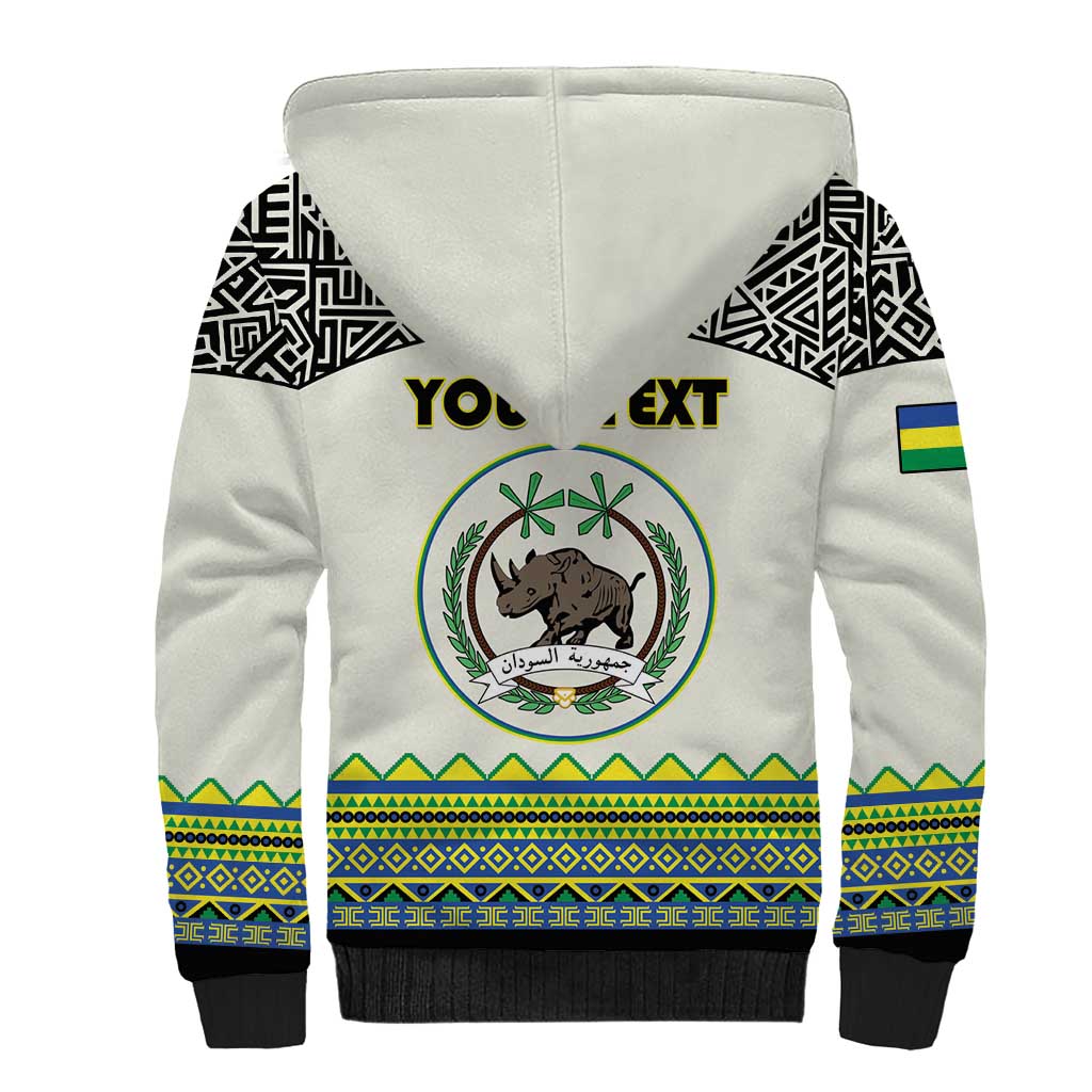 Personalized Sudan Sherpa Hoodie Coat Of Arms 1956-1970 With African Pattern - African Pride