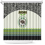 Sudan Shower Curtain Coat Of Arms 1956-1970 With African Pattern - African Pride