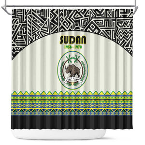 Sudan Shower Curtain Coat Of Arms 1956-1970 With African Pattern - African Pride
