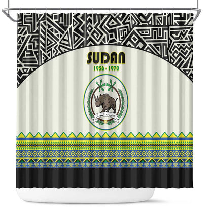 Sudan Shower Curtain Coat Of Arms 1956-1970 With African Pattern - African Pride