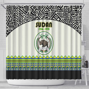 Sudan Shower Curtain Coat Of Arms 1956-1970 With African Pattern - African Pride