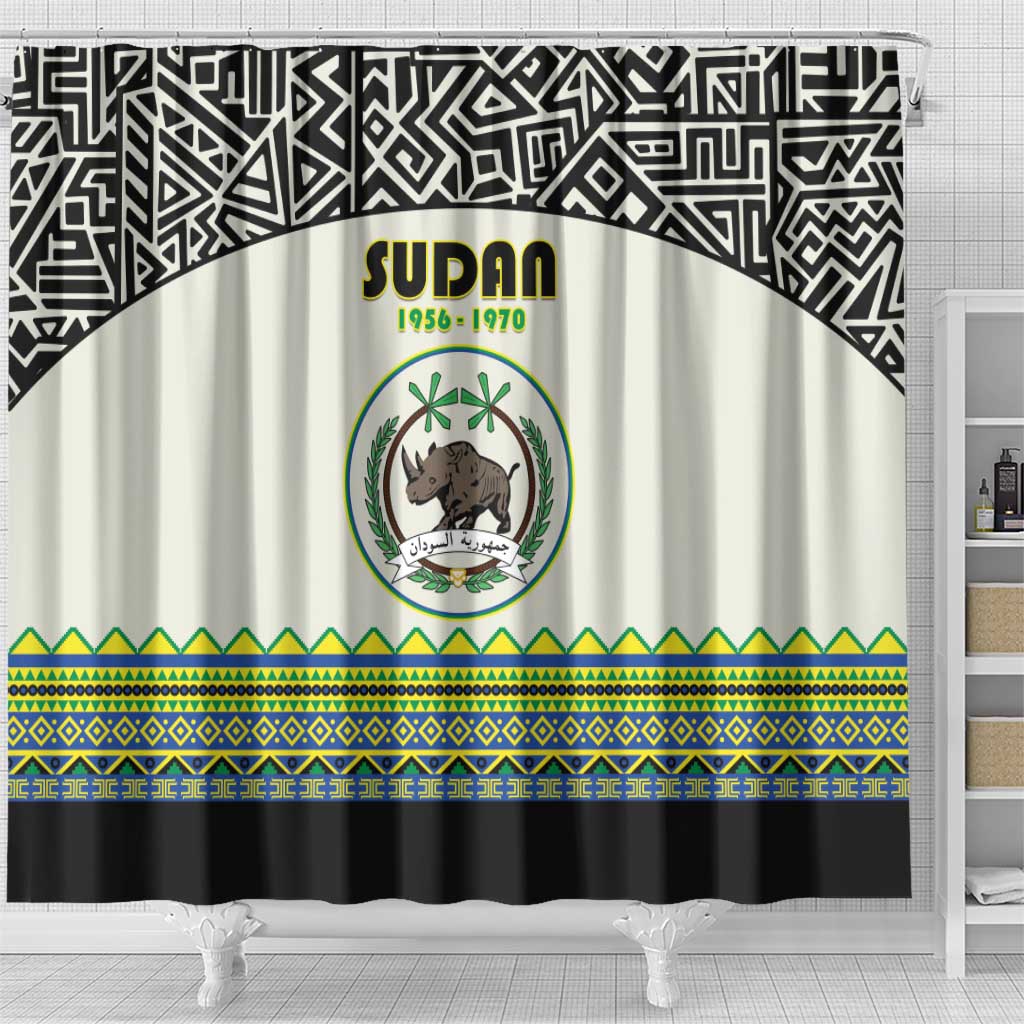 Sudan Shower Curtain Coat Of Arms 1956-1970 With African Pattern - African Pride