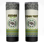 Personalized Sudan Skinny Tumbler Coat Of Arms 1956-1970 With African Pattern - African Pride