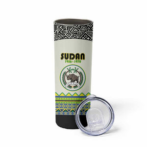 Personalized Sudan Skinny Tumbler Coat Of Arms 1956-1970 With African Pattern - African Pride
