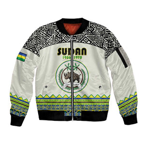 Personalized Sudan Sleeve Zip Bomber Jacket Coat Of Arms 1956-1970 With African Pattern - African Pride