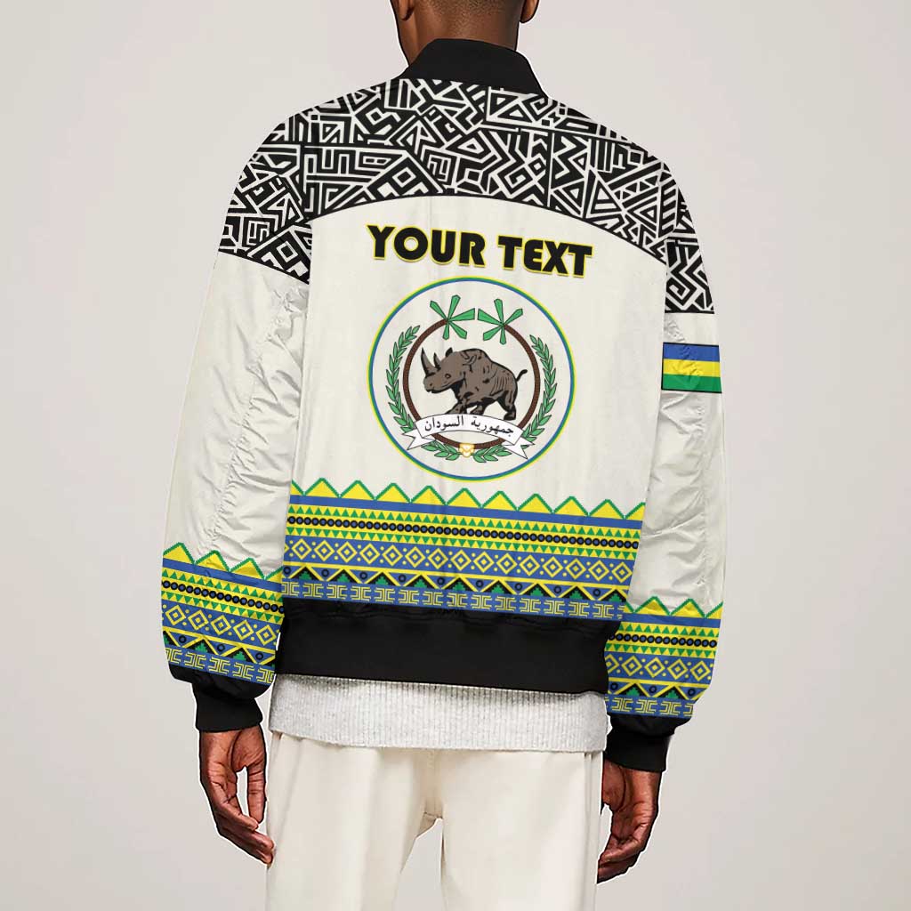 Personalized Sudan Sleeve Zip Bomber Jacket Coat Of Arms 1956-1970 With African Pattern - African Pride