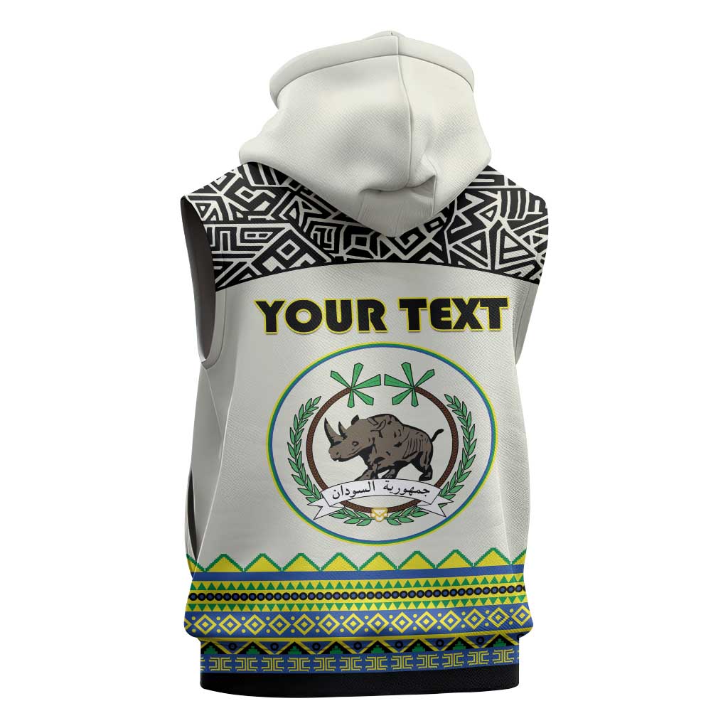 Personalized Sudan Sleeveless Hoodie Coat Of Arms 1956-1970 With African Pattern - African Pride