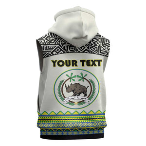 Personalized Sudan Sleeveless Hoodie Coat Of Arms 1956-1970 With African Pattern - African Pride