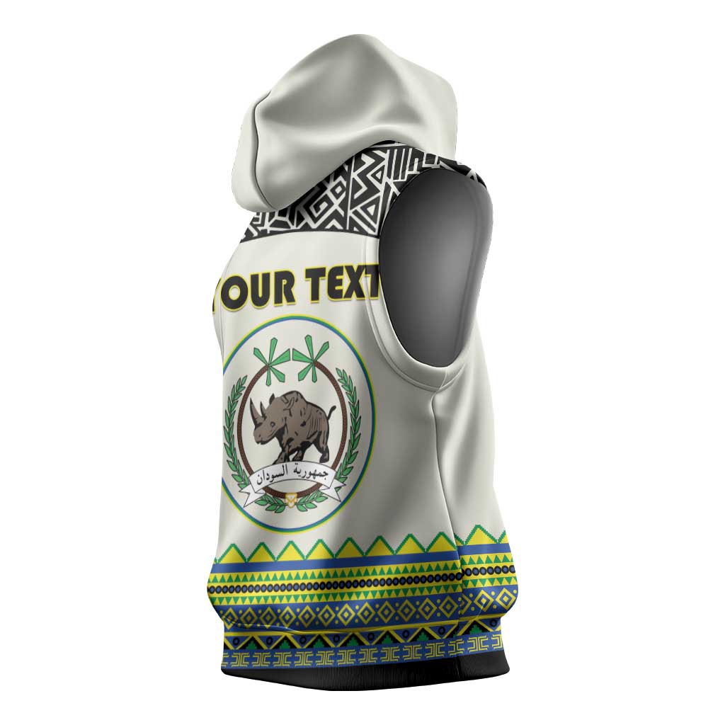 Personalized Sudan Sleeveless Hoodie Coat Of Arms 1956-1970 With African Pattern - African Pride