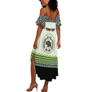 Personalized Sudan Summer Maxi Dress Coat Of Arms 1956-1970 With African Pattern - African Pride