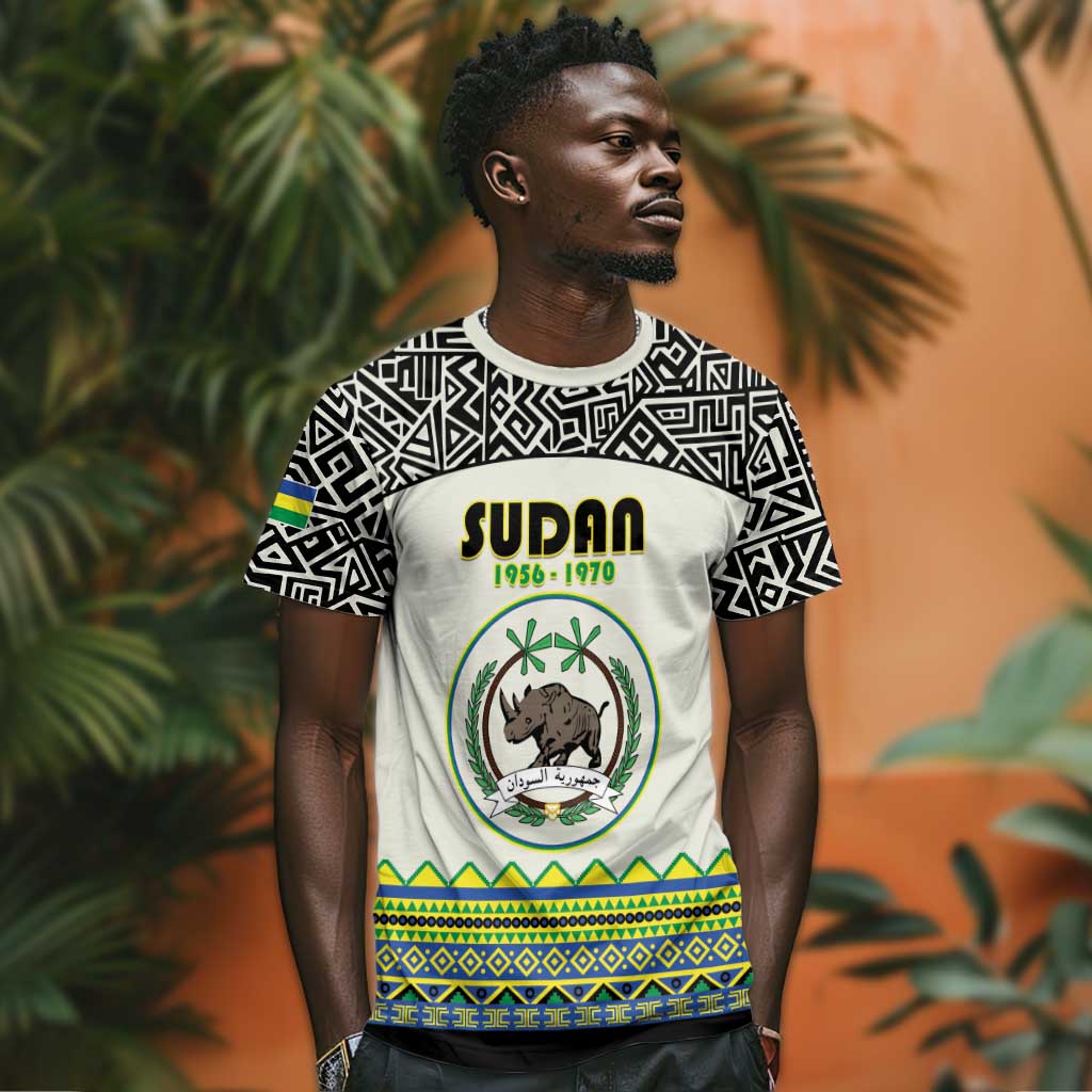 Personalized Sudan T shirt Coat Of Arms 1956-1970 With African Pattern - African Pride