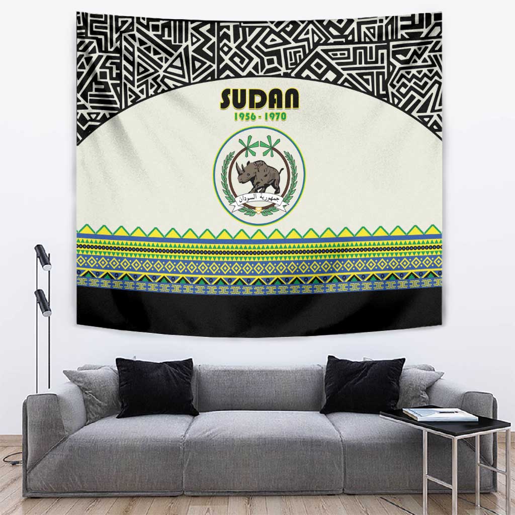 Sudan Tapestry Coat Of Arms 1956-1970 With African Pattern - African Pride