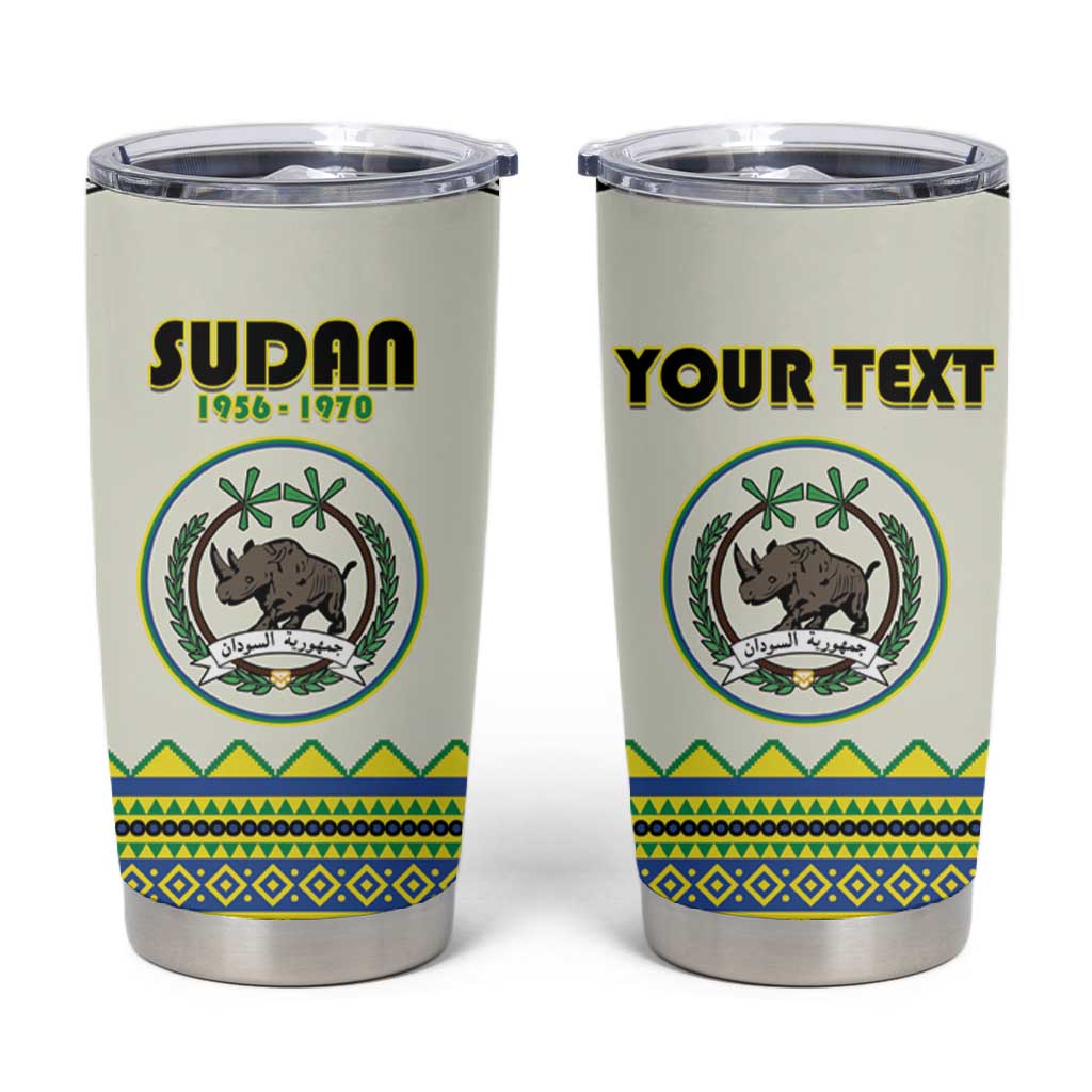 Personalized Sudan Tumbler Cup Coat Of Arms 1956-1970 With African Pattern - African Pride