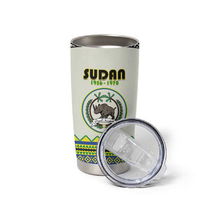 Personalized Sudan Tumbler Cup Coat Of Arms 1956-1970 With African Pattern - African Pride