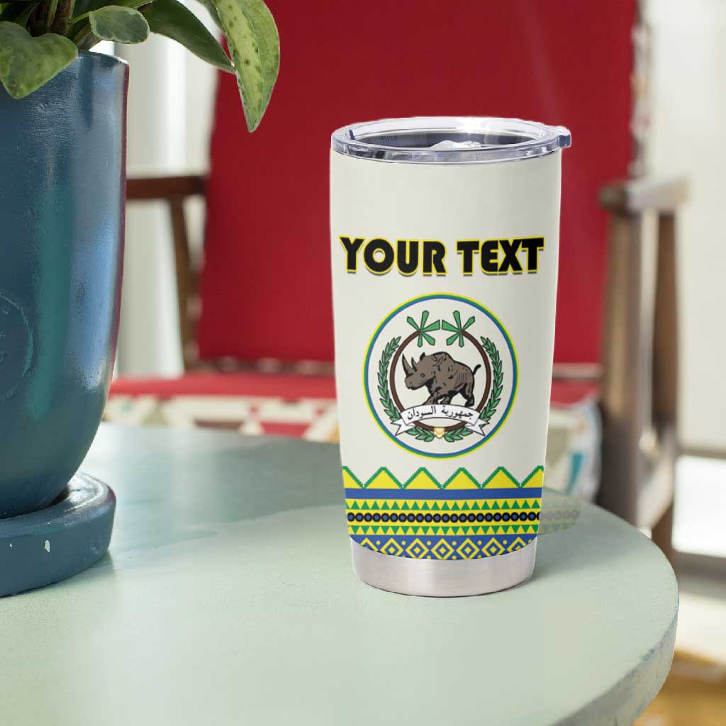 Personalized Sudan Tumbler Cup Coat Of Arms 1956-1970 With African Pattern - African Pride