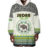 Personalized Sudan Wearable Blanket Hoodie Coat Of Arms 1956-1970 With African Pattern - African Pride