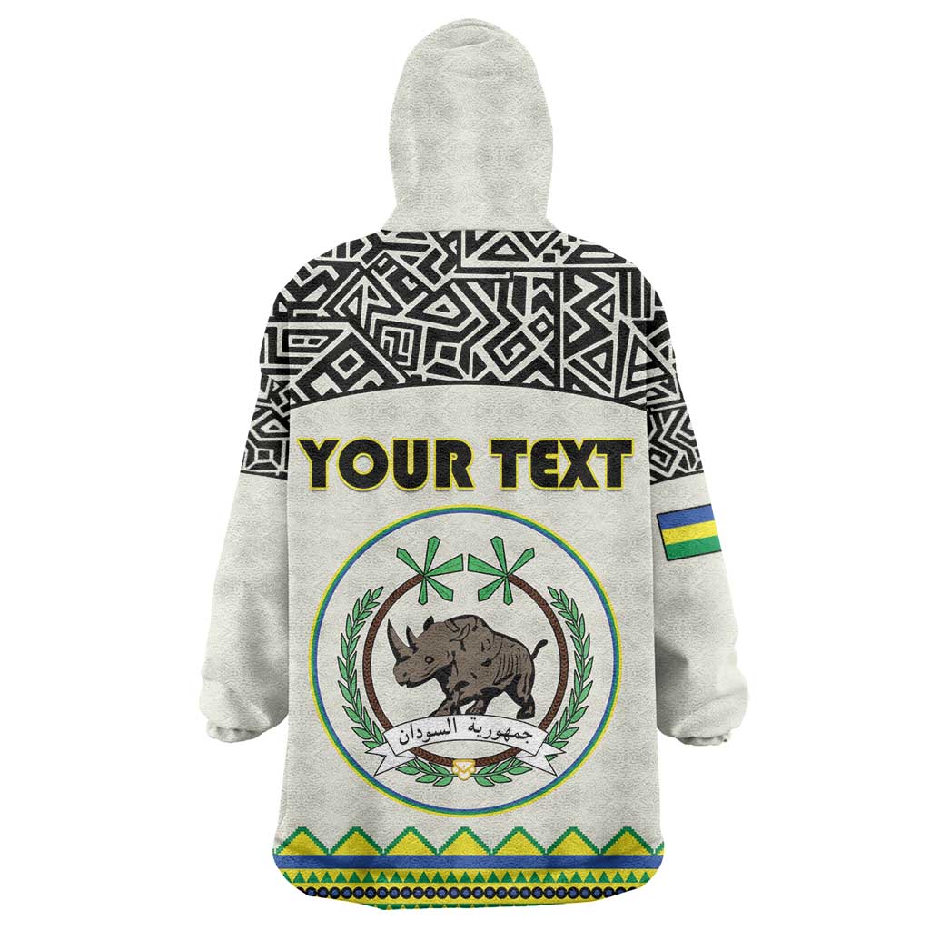 Personalized Sudan Wearable Blanket Hoodie Coat Of Arms 1956-1970 With African Pattern - African Pride