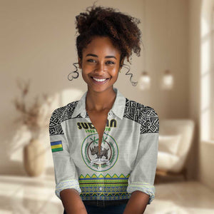 Personalized Sudan Women Casual Shirt Coat Of Arms 1956-1970 With African Pattern - African Pride