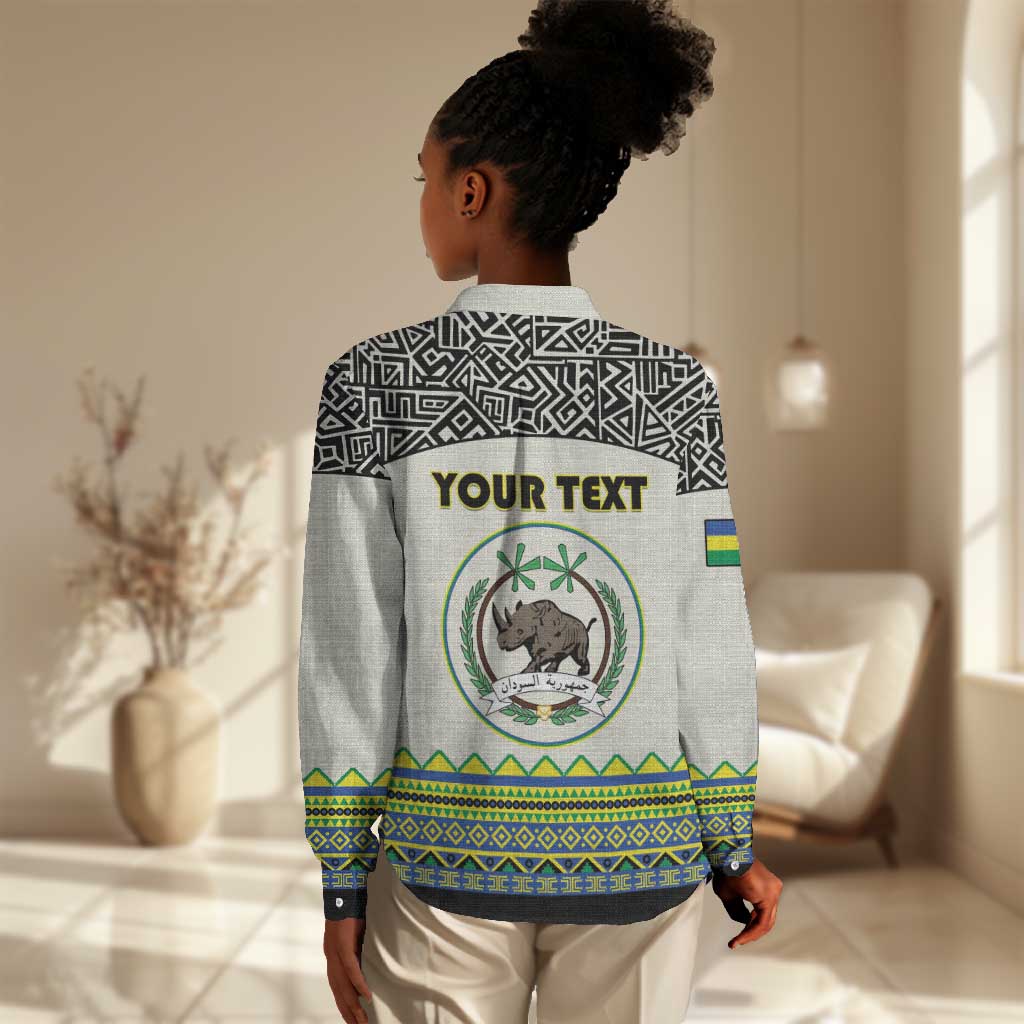 Personalized Sudan Women Casual Shirt Coat Of Arms 1956-1970 With African Pattern - African Pride