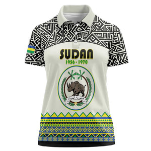 Personalized Sudan Women Polo Shirt Coat Of Arms 1956-1970 With African Pattern - African Pride