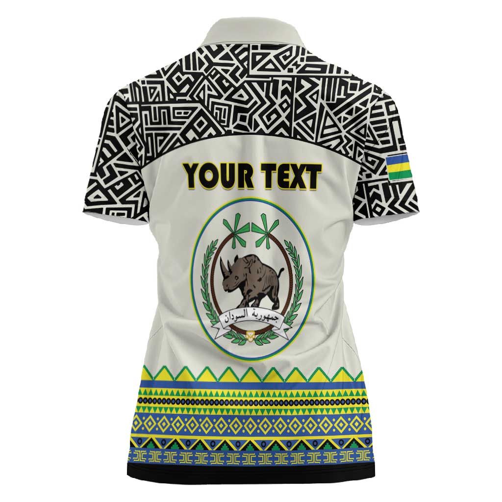 Personalized Sudan Women Polo Shirt Coat Of Arms 1956-1970 With African Pattern - African Pride