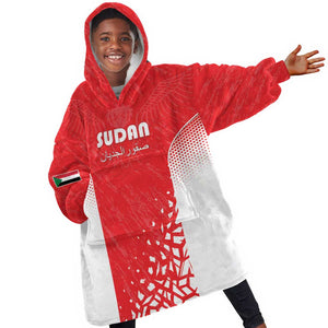 Custom Sudan Football Kid Wearable Blanket Hoodie Yalla Falcons of Jediane - African Pride
