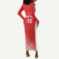 Custom Sudan Football Long Sleeve Bodycon Dress Yalla Falcons of Jediane - African Pride