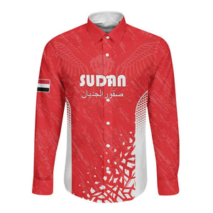 Custom Sudan Football Long Sleeve Button Shirt Yalla Falcons of Jediane - African Pride