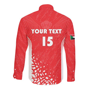 Custom Sudan Football Long Sleeve Button Shirt Yalla Falcons of Jediane - African Pride