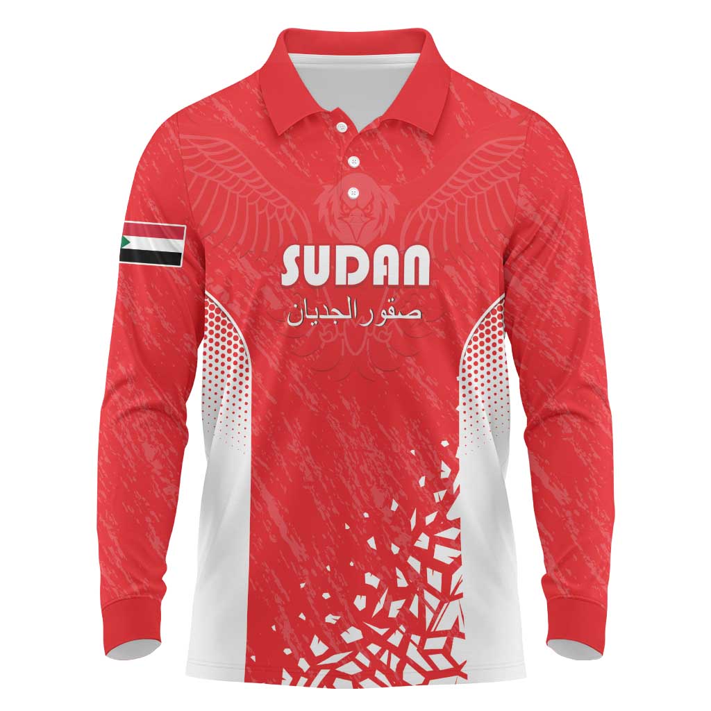 Custom Sudan Football Long Sleeve Polo Shirt Yalla Falcons of Jediane - African Pride