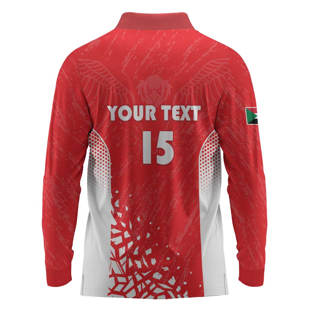 Custom Sudan Football Long Sleeve Polo Shirt Yalla Falcons of Jediane - African Pride
