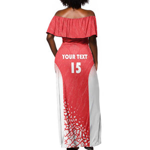 Custom Sudan Football Off Shoulder Maxi Dress Yalla Falcons of Jediane - African Pride