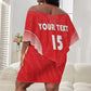 Custom Sudan Football Off Shoulder Short Dress Yalla Falcons of Jediane - African Pride