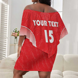 Custom Sudan Football Off Shoulder Short Dress Yalla Falcons of Jediane - African Pride