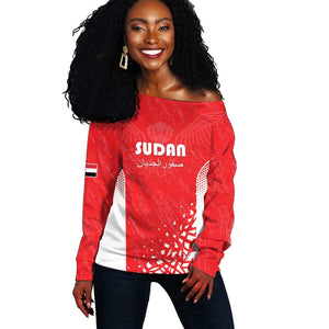 Custom Sudan Football Off Shoulder Sweater Yalla Falcons of Jediane - African Pride