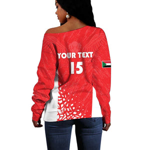 Custom Sudan Football Off Shoulder Sweater Yalla Falcons of Jediane - African Pride