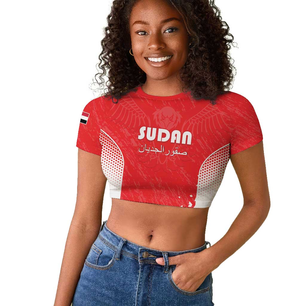 Custom Sudan Football Raglan Cropped T shirt Yalla Falcons of Jediane - African Pride