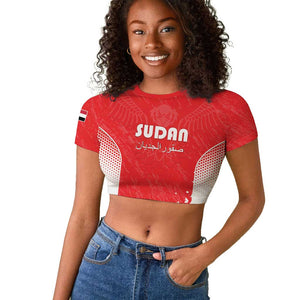 Custom Sudan Football Raglan Cropped T shirt Yalla Falcons of Jediane - African Pride