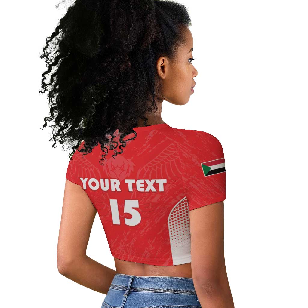 Custom Sudan Football Raglan Cropped T shirt Yalla Falcons of Jediane - African Pride