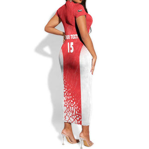 Custom Sudan Football Short Sleeve Bodycon Dress Yalla Falcons of Jediane - African Pride