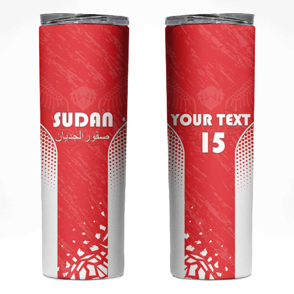 Custom Sudan Football Skinny Tumbler Yalla Falcons of Jediane - African Pride