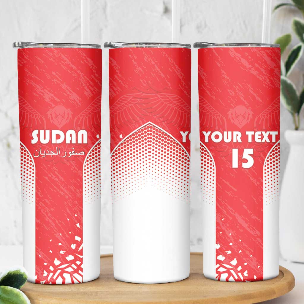 Custom Sudan Football Skinny Tumbler Yalla Falcons of Jediane - African Pride
