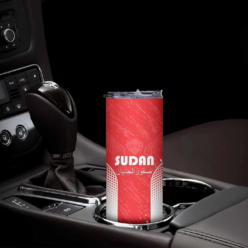 Custom Sudan Football Skinny Tumbler Yalla Falcons of Jediane - African Pride