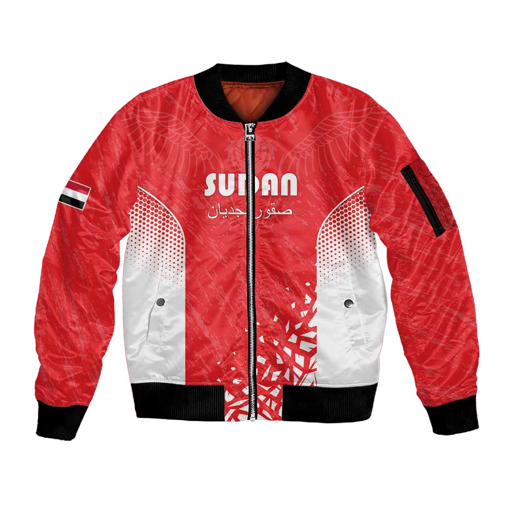 Custom Sudan Football Sleeve Zip Bomber Jacket Yalla Falcons of Jediane - African Pride