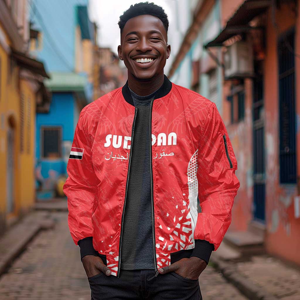 Custom Sudan Football Sleeve Zip Bomber Jacket Yalla Falcons of Jediane - African Pride