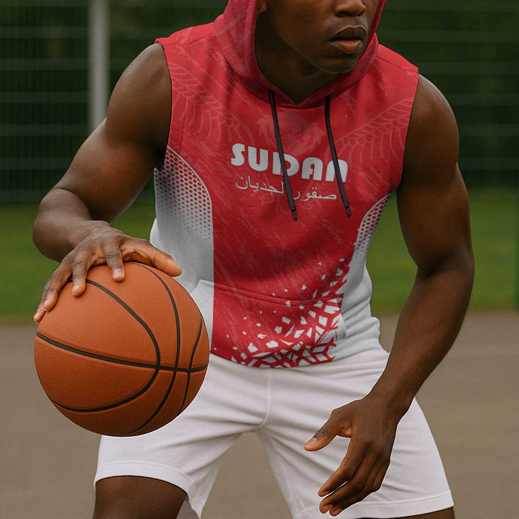 Custom Sudan Football Sleeveless Hoodie Yalla Falcons of Jediane - African Pride