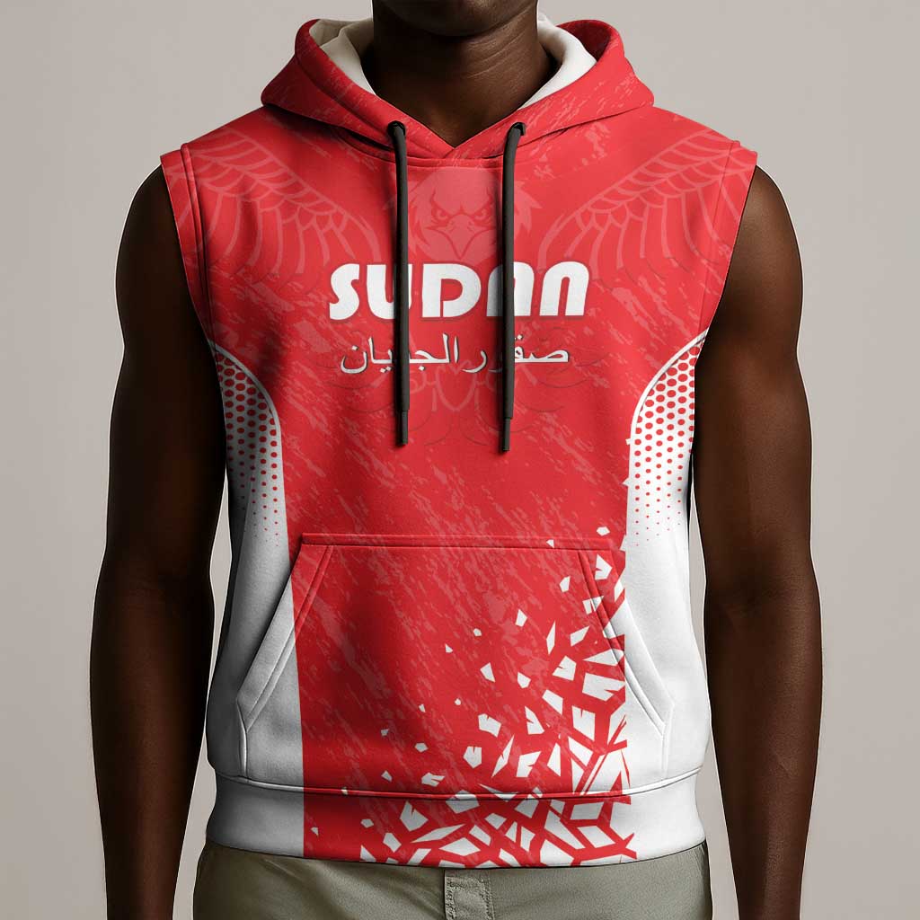 Custom Sudan Football Sleeveless Hoodie Yalla Falcons of Jediane - African Pride