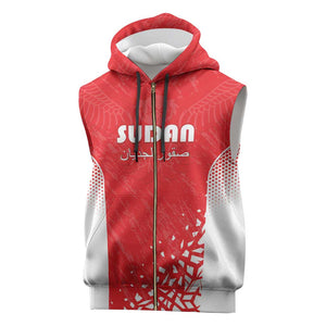 Custom Sudan Football Sleeveless Zip Hoodie Yalla Falcons of Jediane - African Pride