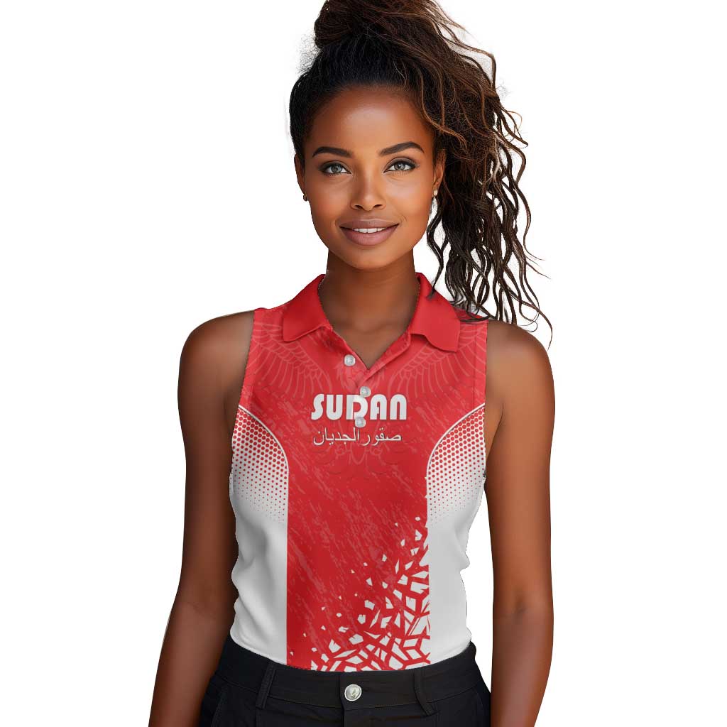 Custom Sudan Football Women Sleeveless Polo Shirt Yalla Falcons of Jediane - African Pride